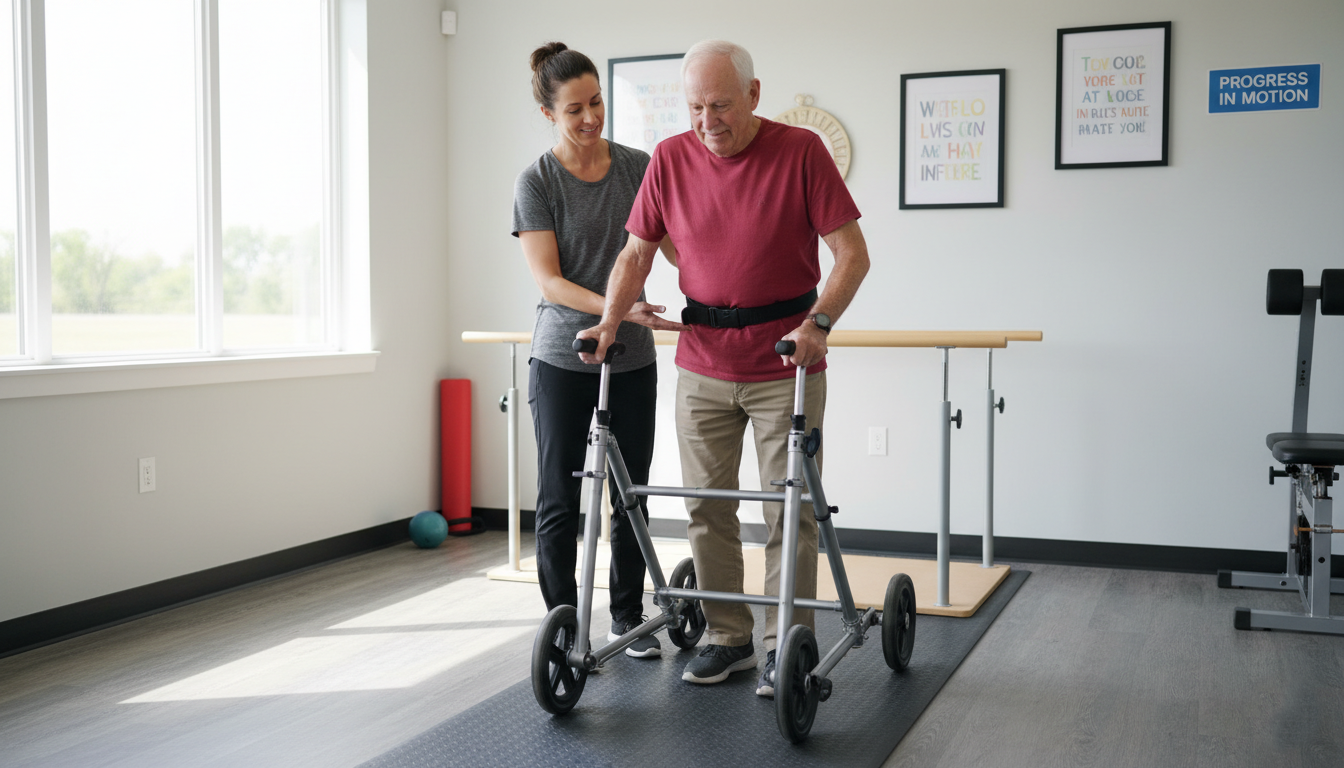 Physical therapy for ALS focusing on balance and safe mobility support