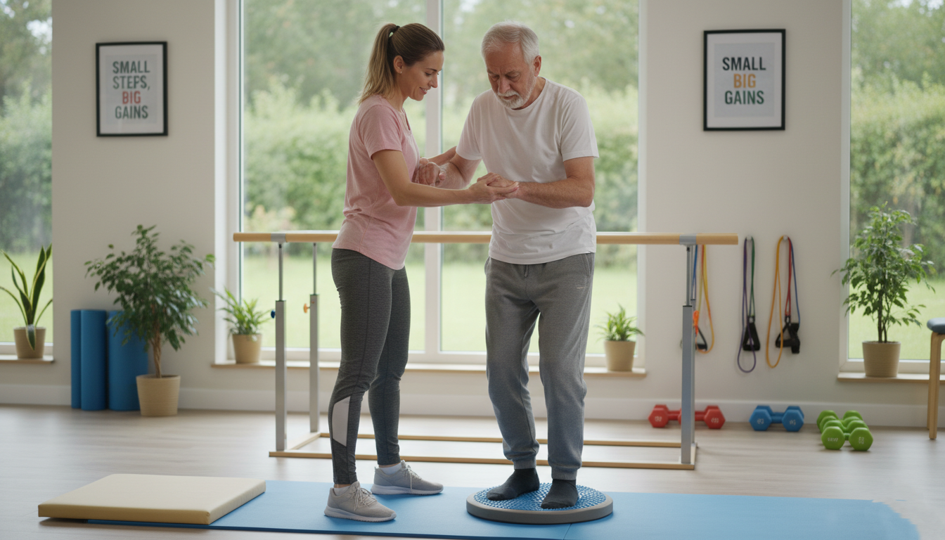 Balance therapy exercise for fall prevention during stroke recovery physical therapy