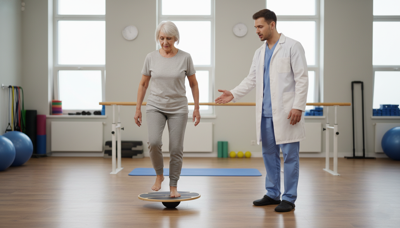 Balance therapy exercises used in physical therapy for peripheral neuropathy in seniors