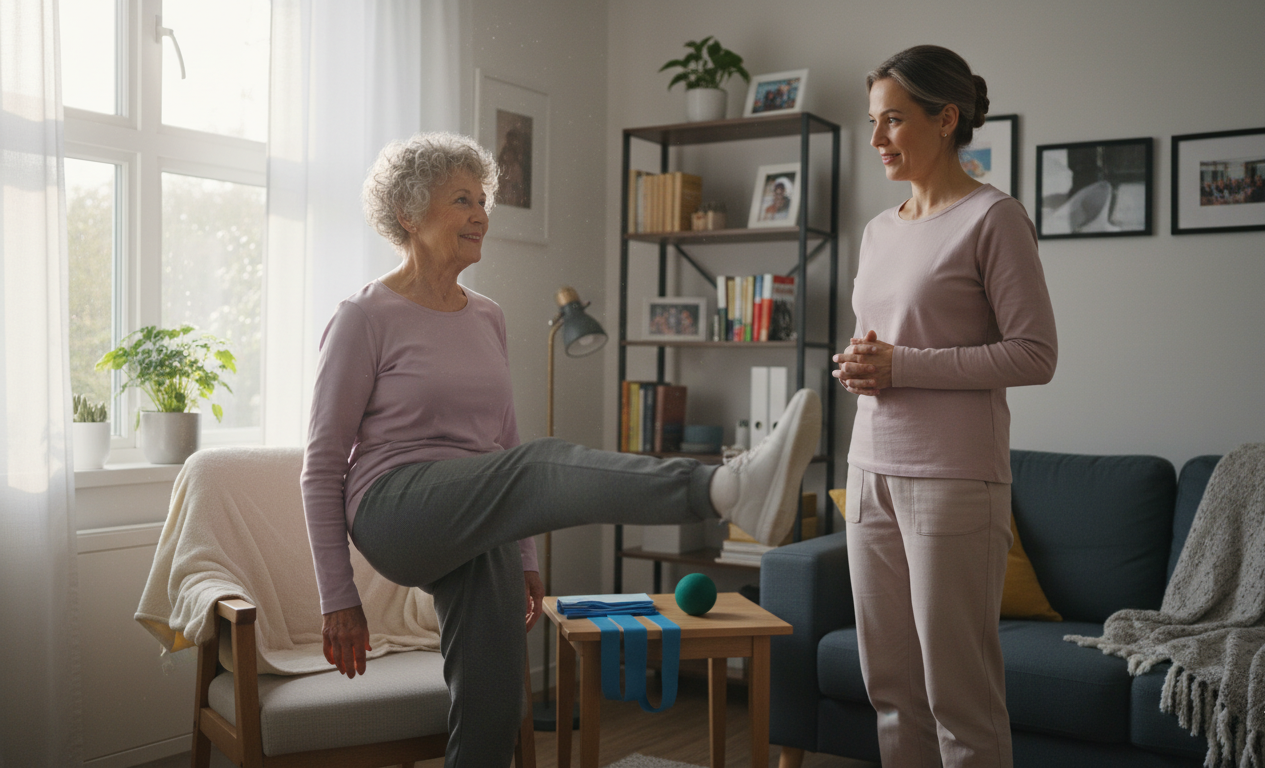 Caregiver supporting safe participation in a home-based exercise program