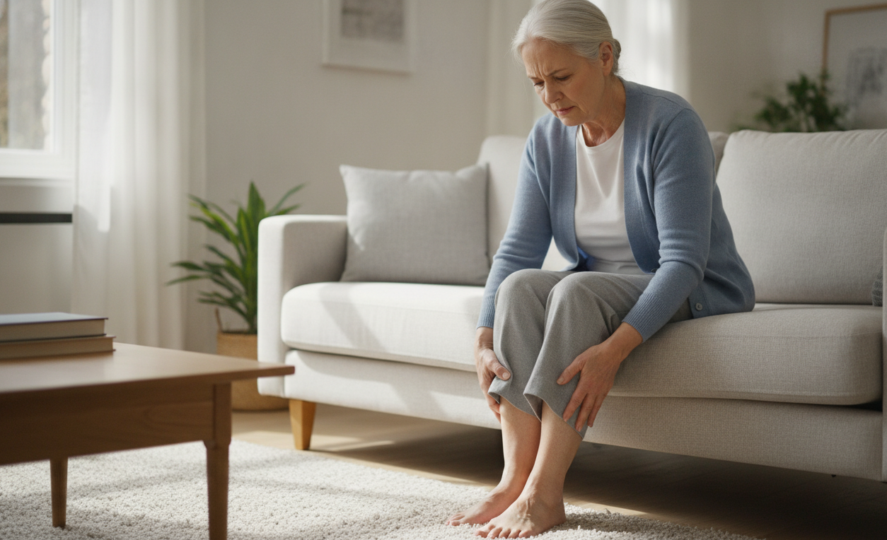 Adult experiencing burning sensations in their feet and looking for answers.