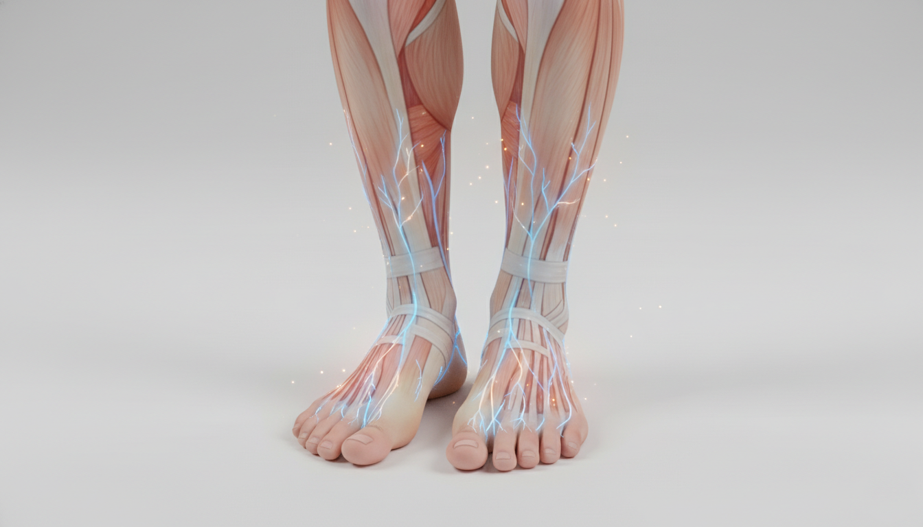 Burning and tingling sensations in feet caused by diabetic neuropathy