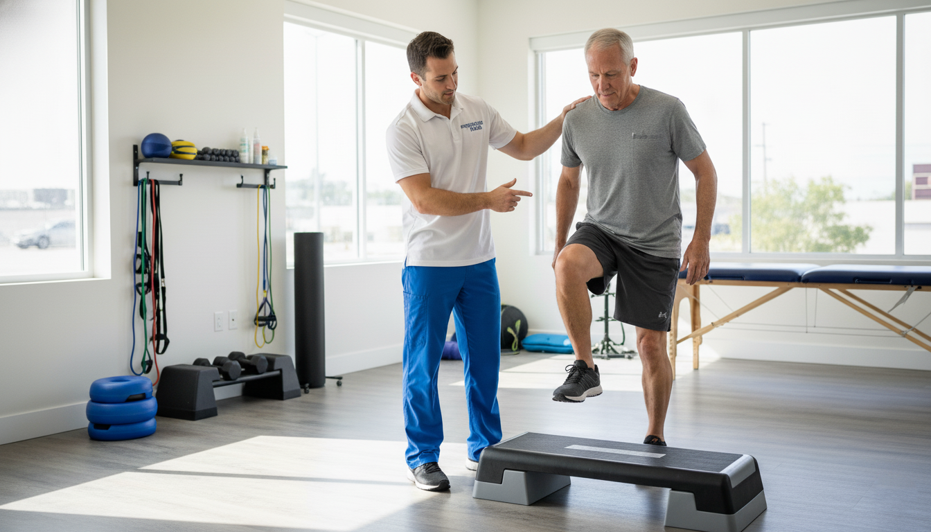 Eccentric strengthening exercises used in physical therapy for tendonitis recovery