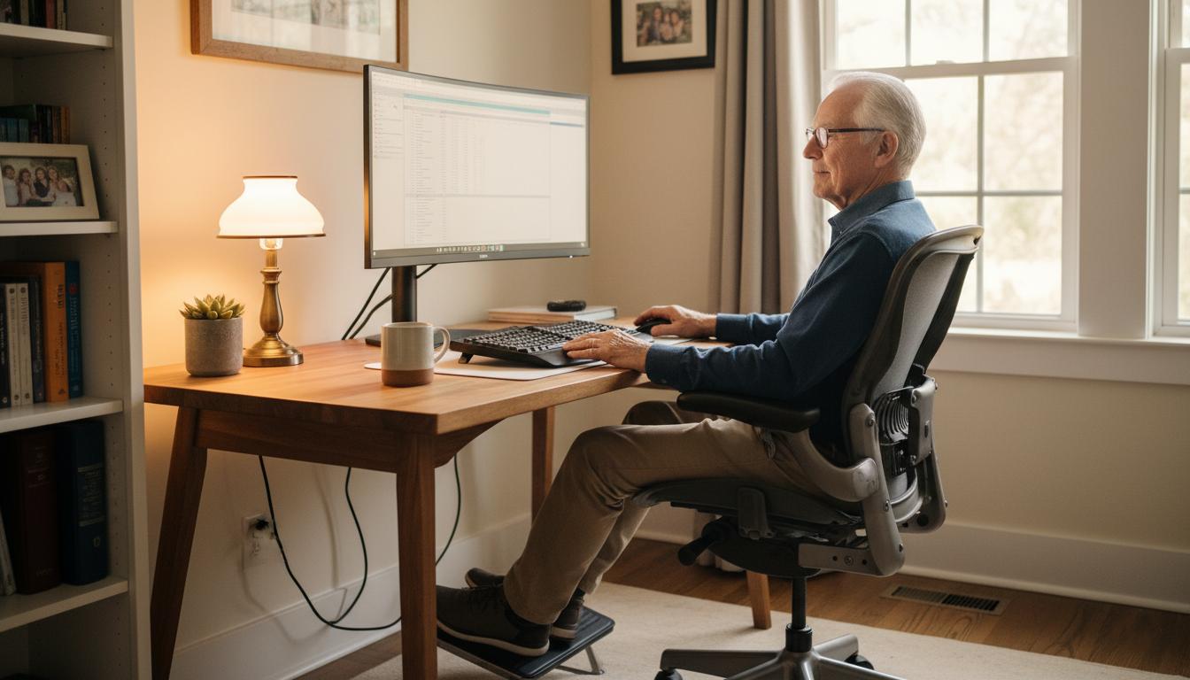 Proper ergonomic workstation setup to prevent neck nerve pain at home Salem Oregon