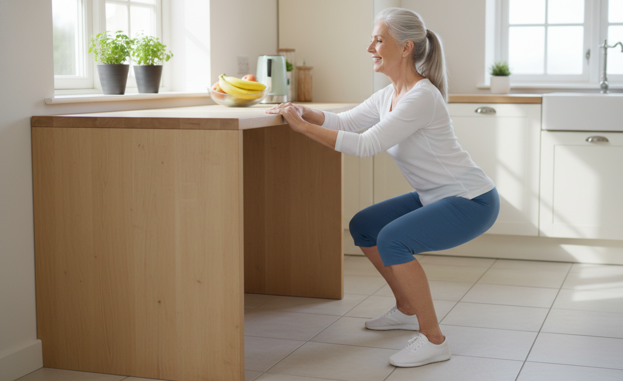 Older adult performing leg strengthening exercises to improve balance and mobility