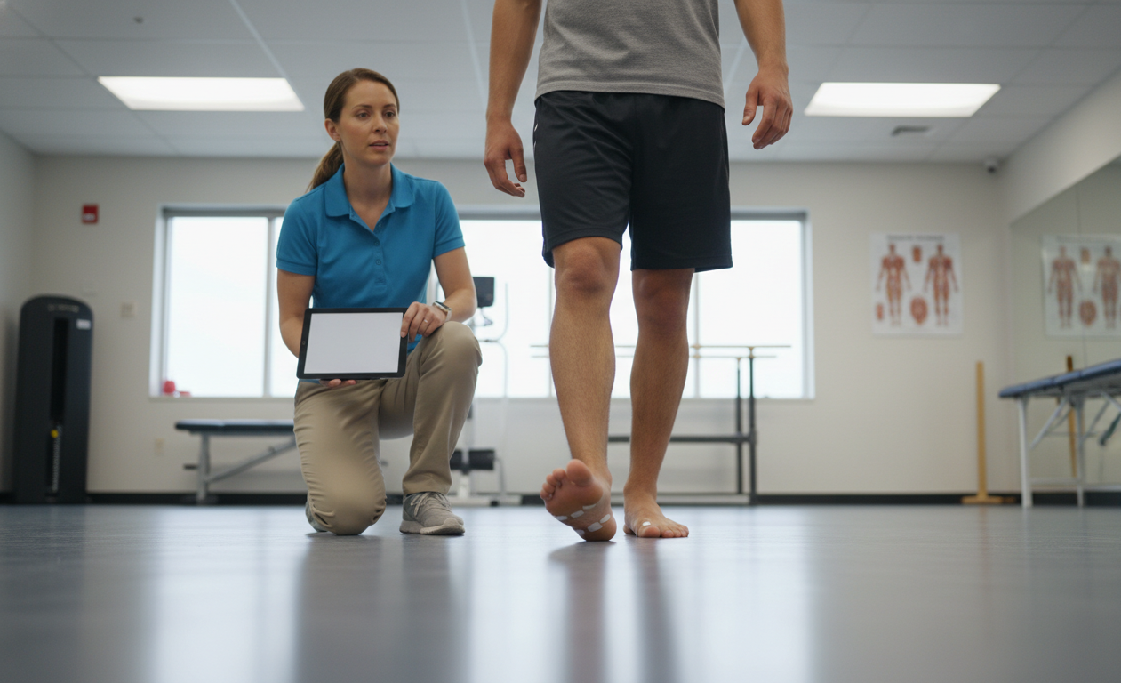 Gait analysis used in physical therapy to improve foot alignment and reduce bunion pain