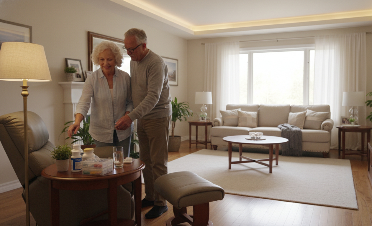 Older couple organizing safe and supportive home for heart failure management in Salem Oregon