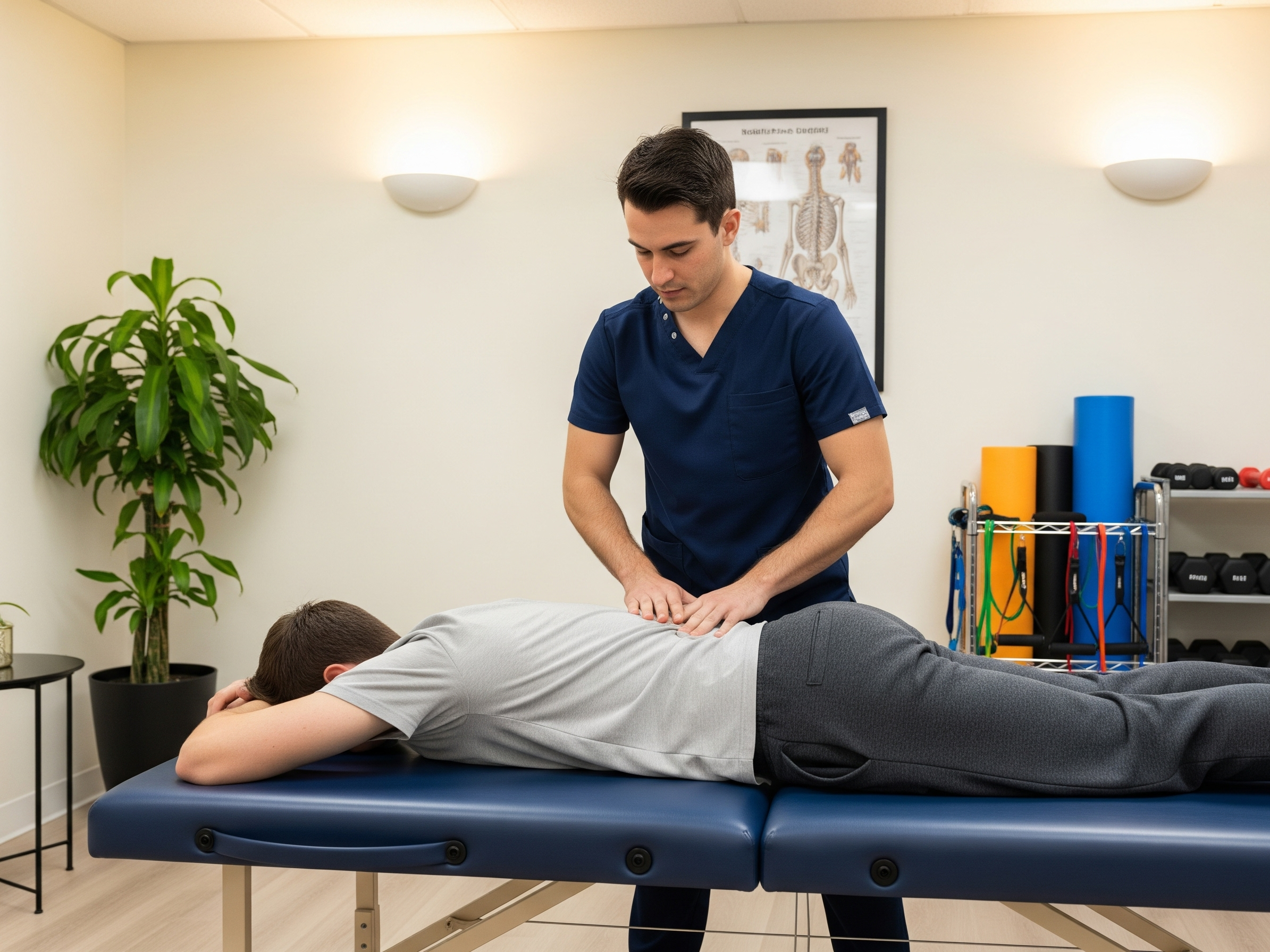 Physical therapist performing manual spinal therapy for degenerative disc disease in Salem, Oregon