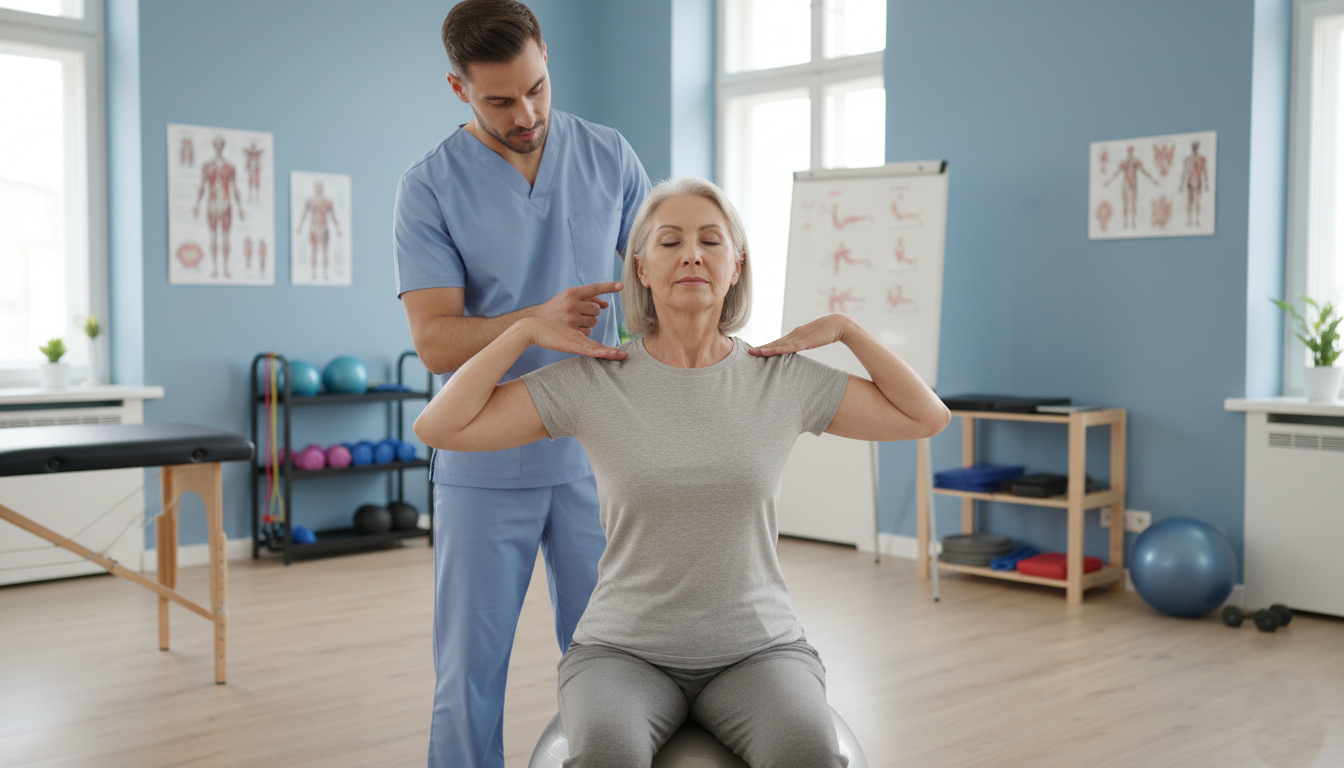 Patient practicing neck mobility exercises during physical therapy in Salem Oregon