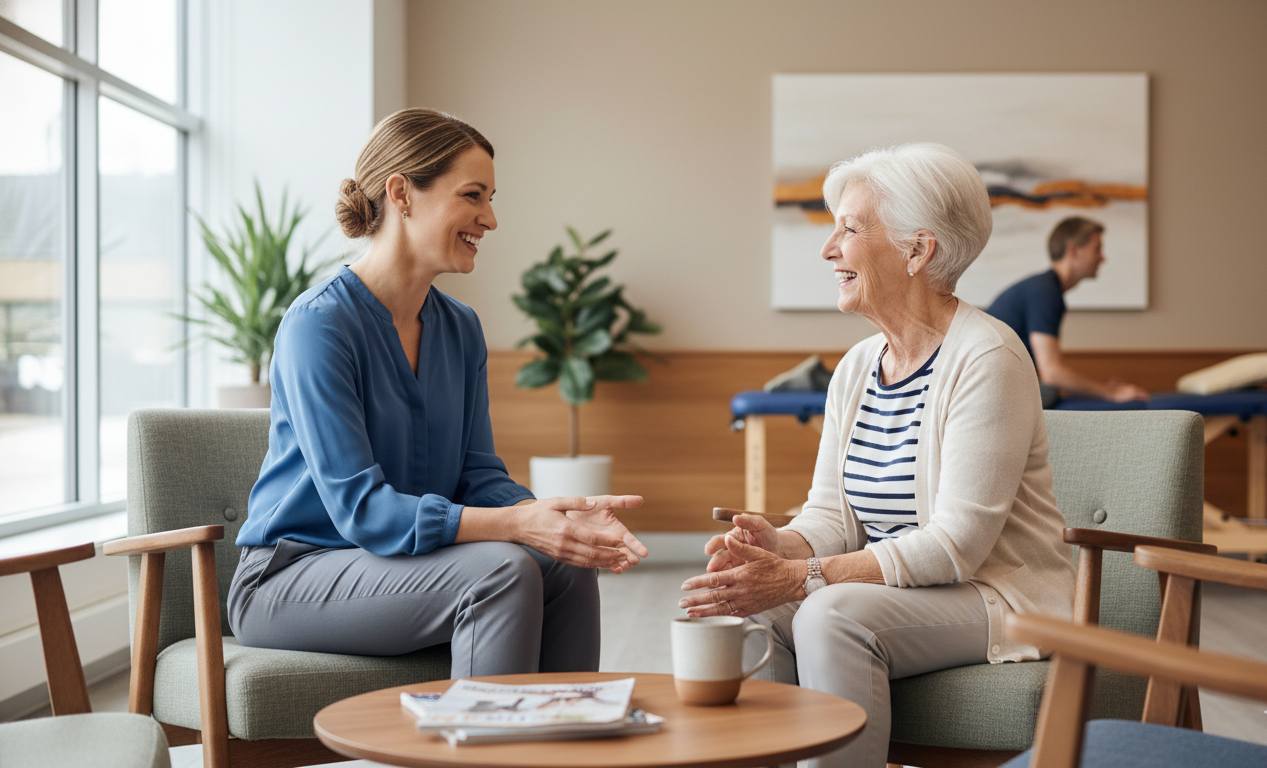 Senior receiving personalized neuropathy treatment with a physical therapist