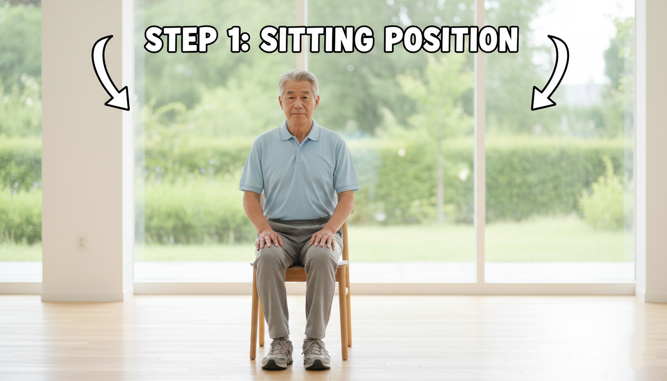 Step by step technique for seniors to stand up from a chair without knee pain