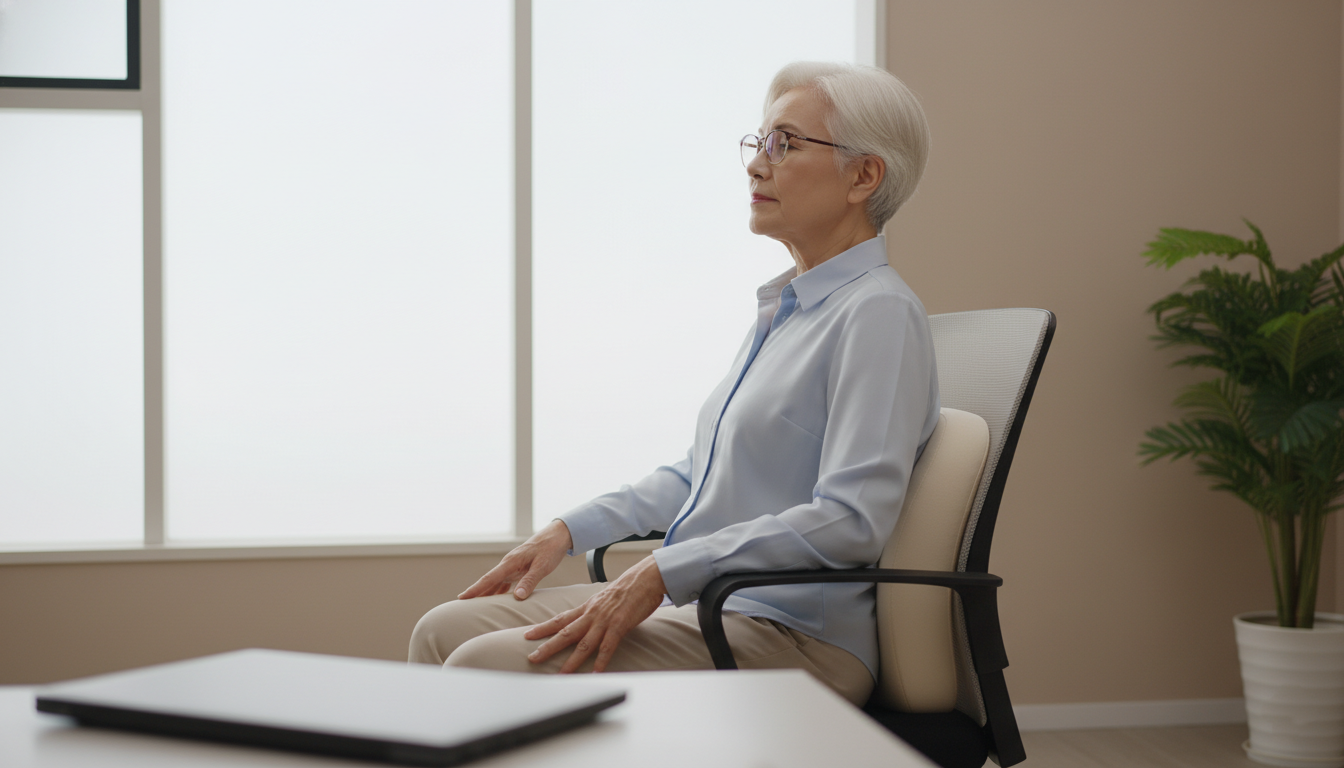 Proper sitting posture to reduce lower back pain from a herniated disc