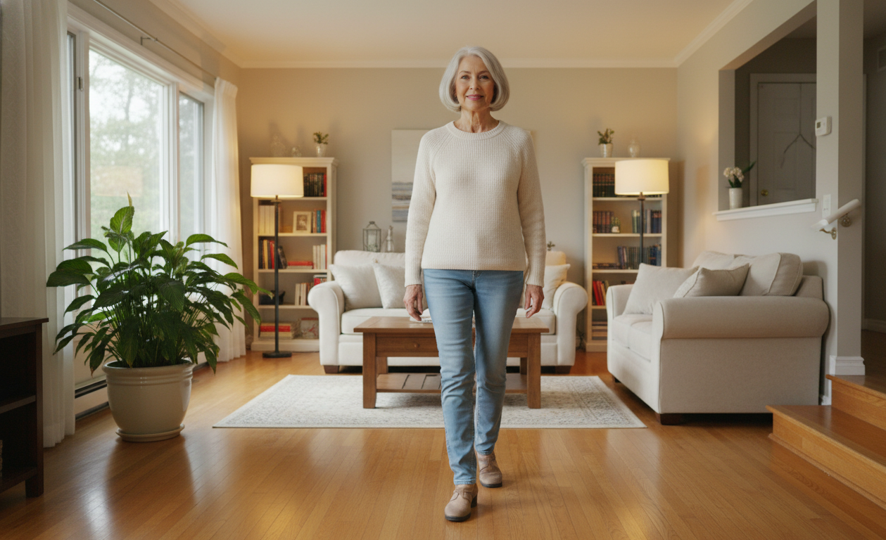 Older adult safely maintaining independence at home through aging in place planning
