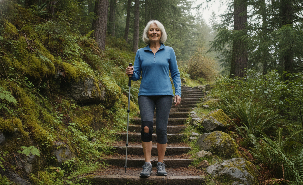 Senior improving mobility and independence after arthritis physical therapy