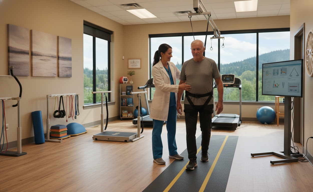 Vestibular rehabilitation and balance therapy session in Salem Oregon physical therapy clinic