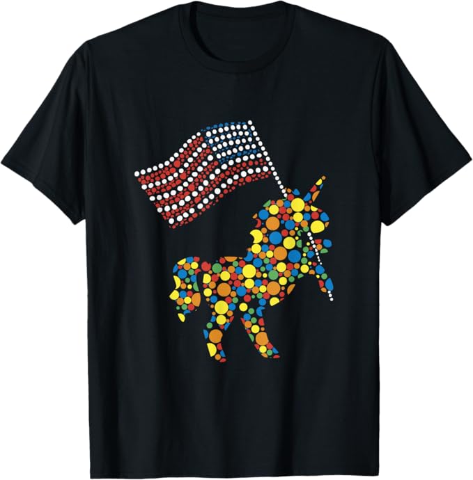 Polka Dot Unicorn with Americn Flag