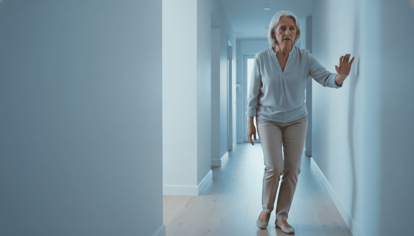 Older adult experiencing balance difficulty and unsteadiness, illustrating the need for balance physical therapy.